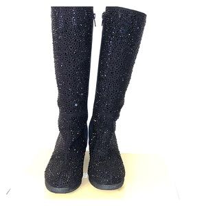 Stuart Weitzman Black Rhinestone Boots for Girls